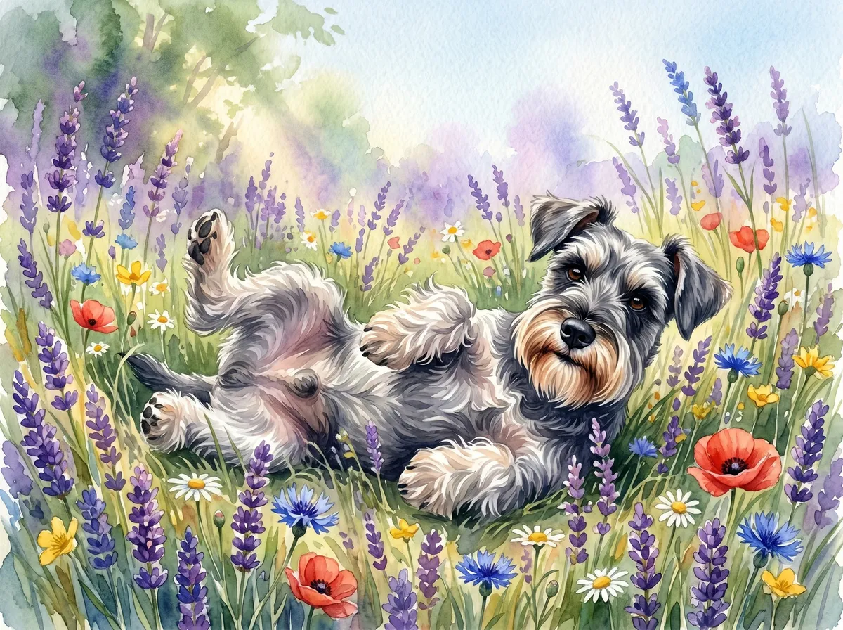 Miniature Schnauzer watercolor calendar month 5